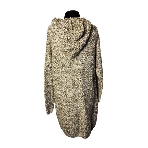 Easel | Marled Gray Open Front Hooded Longline Duster Cardigan, Small/Medium - Picture 2 of 6